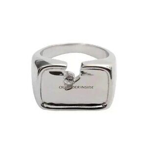 Men's Silver Ring with Diamond Detail
